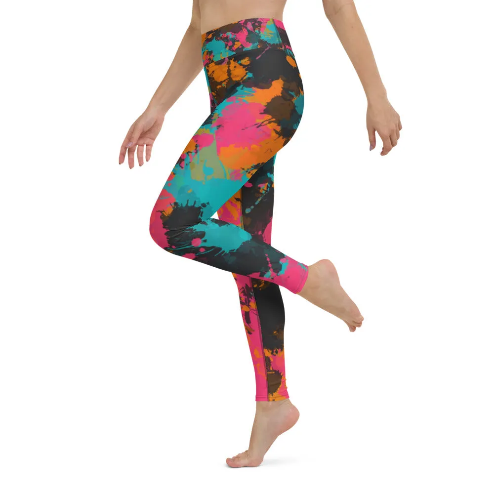 Fiesta Colors Paint Splatter High-Waisted Yoga Leggings