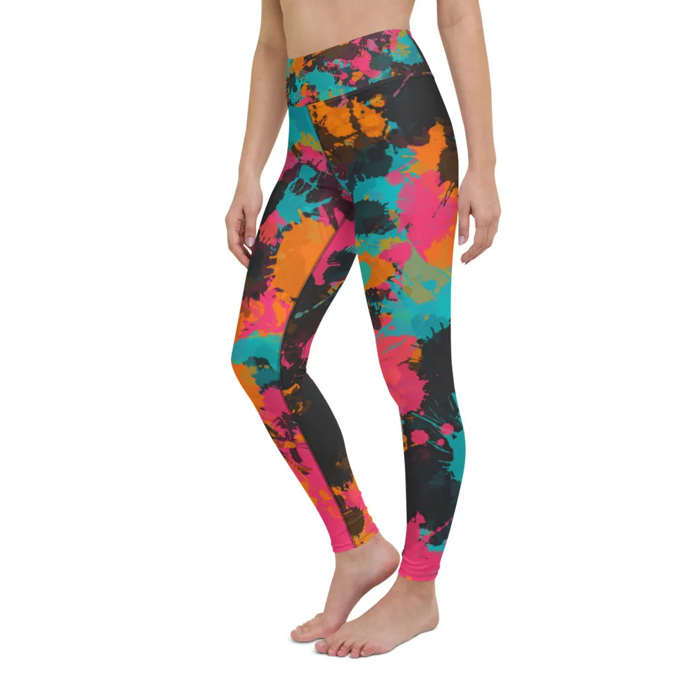 Fiesta Colors Paint Splatter High-Waisted Yoga Leggings