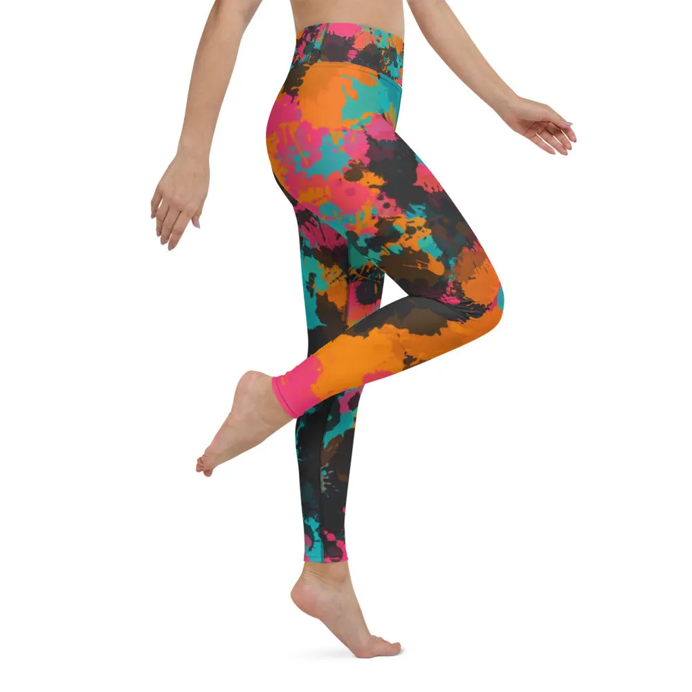 Fiesta Colors Paint Splatter High-Waisted Yoga Leggings