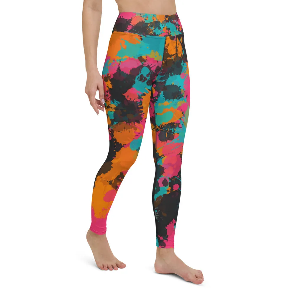 Fiesta Colors Paint Splatter High-Waisted Yoga Leggings