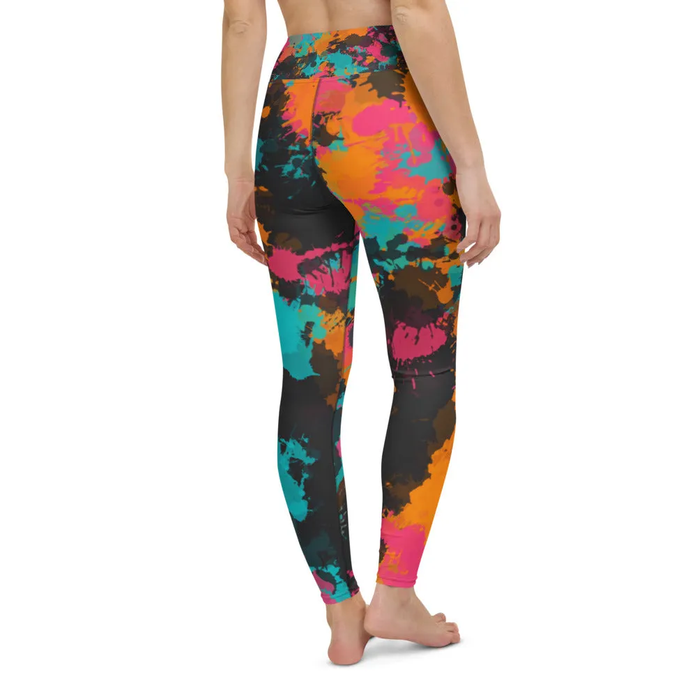 Fiesta Colors Paint Splatter High-Waisted Yoga Leggings