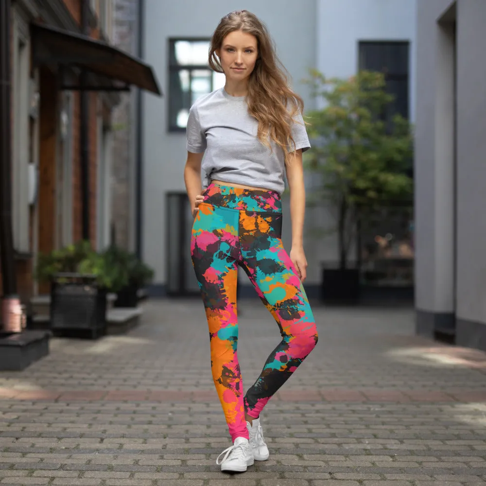 Fiesta Colors Paint Splatter High-Waisted Yoga Leggings