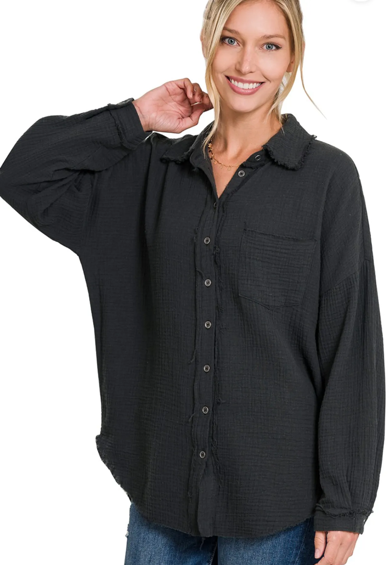 FINAL SALE - Floating On A Breeze Gauze Frayed Edge Tops - 8 Colors!