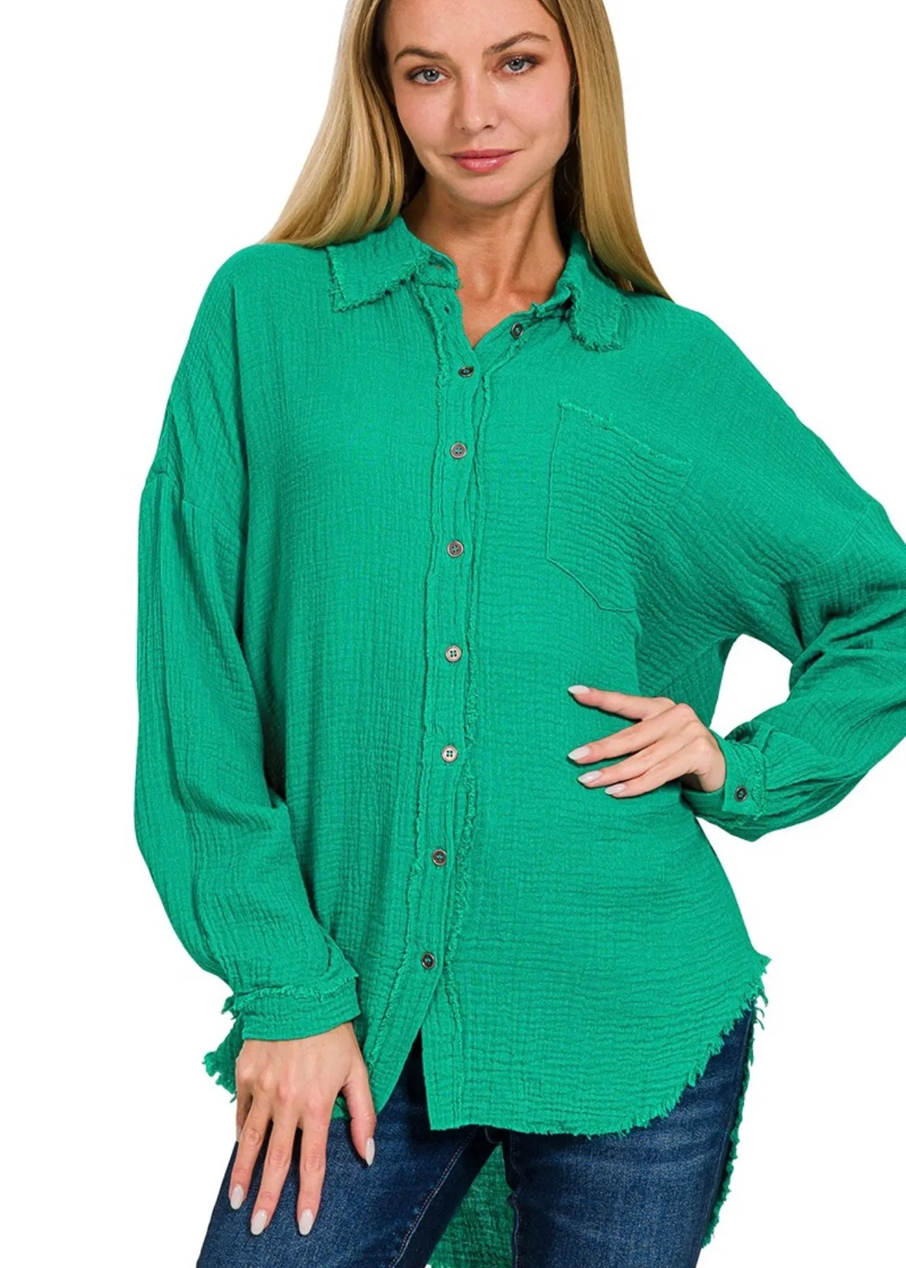 FINAL SALE - Floating On A Breeze Gauze Frayed Edge Tops - 8 Colors!