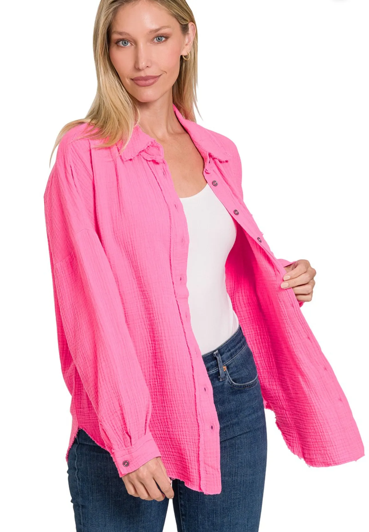 FINAL SALE - Floating On A Breeze Gauze Frayed Edge Tops - 8 Colors!