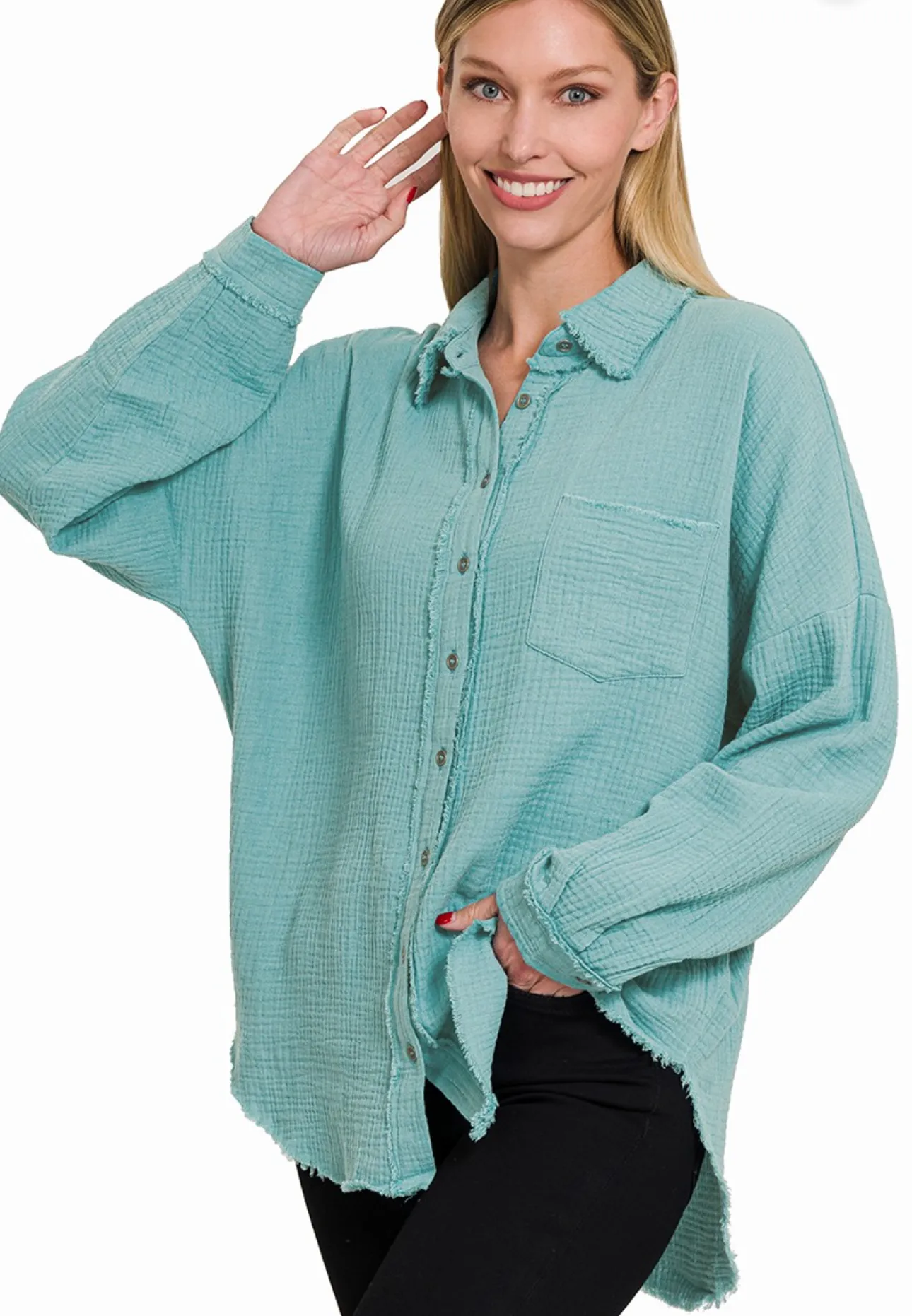 FINAL SALE - Floating On A Breeze Gauze Frayed Edge Tops - 8 Colors!