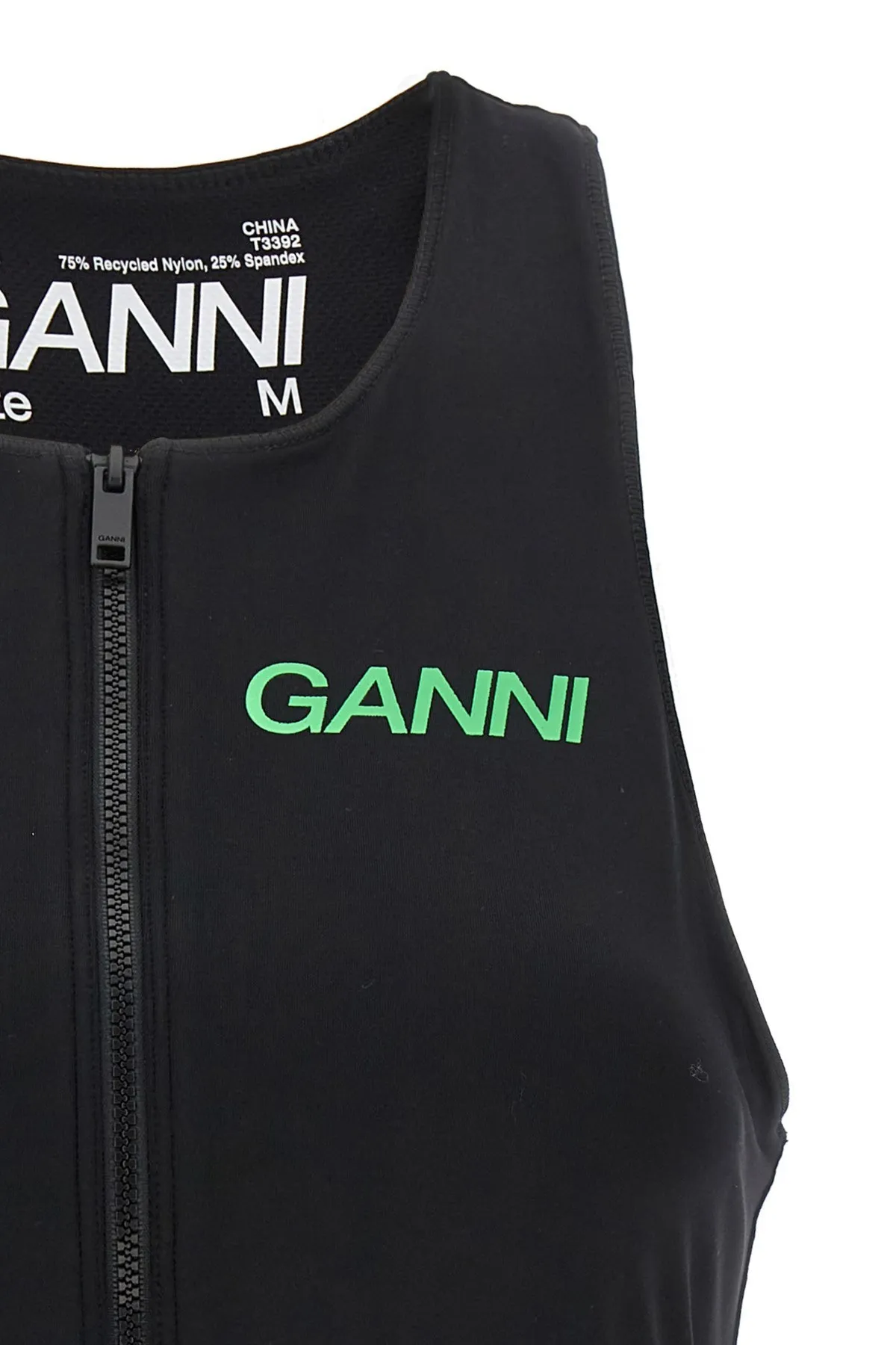 Ganni  |Blended Fabrics U-Neck Plain Logo Cropped Tops