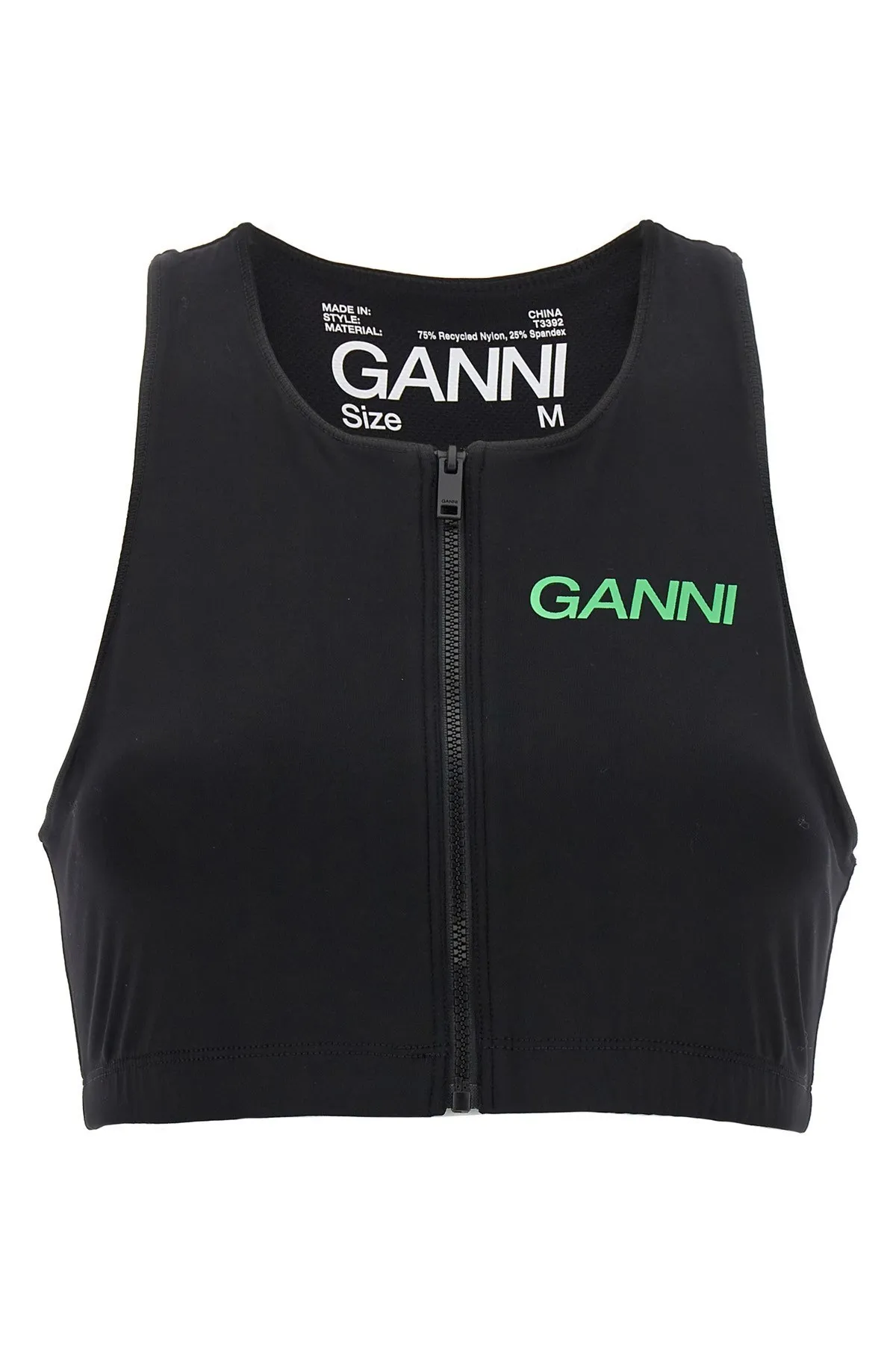 Ganni  |Blended Fabrics U-Neck Plain Logo Cropped Tops