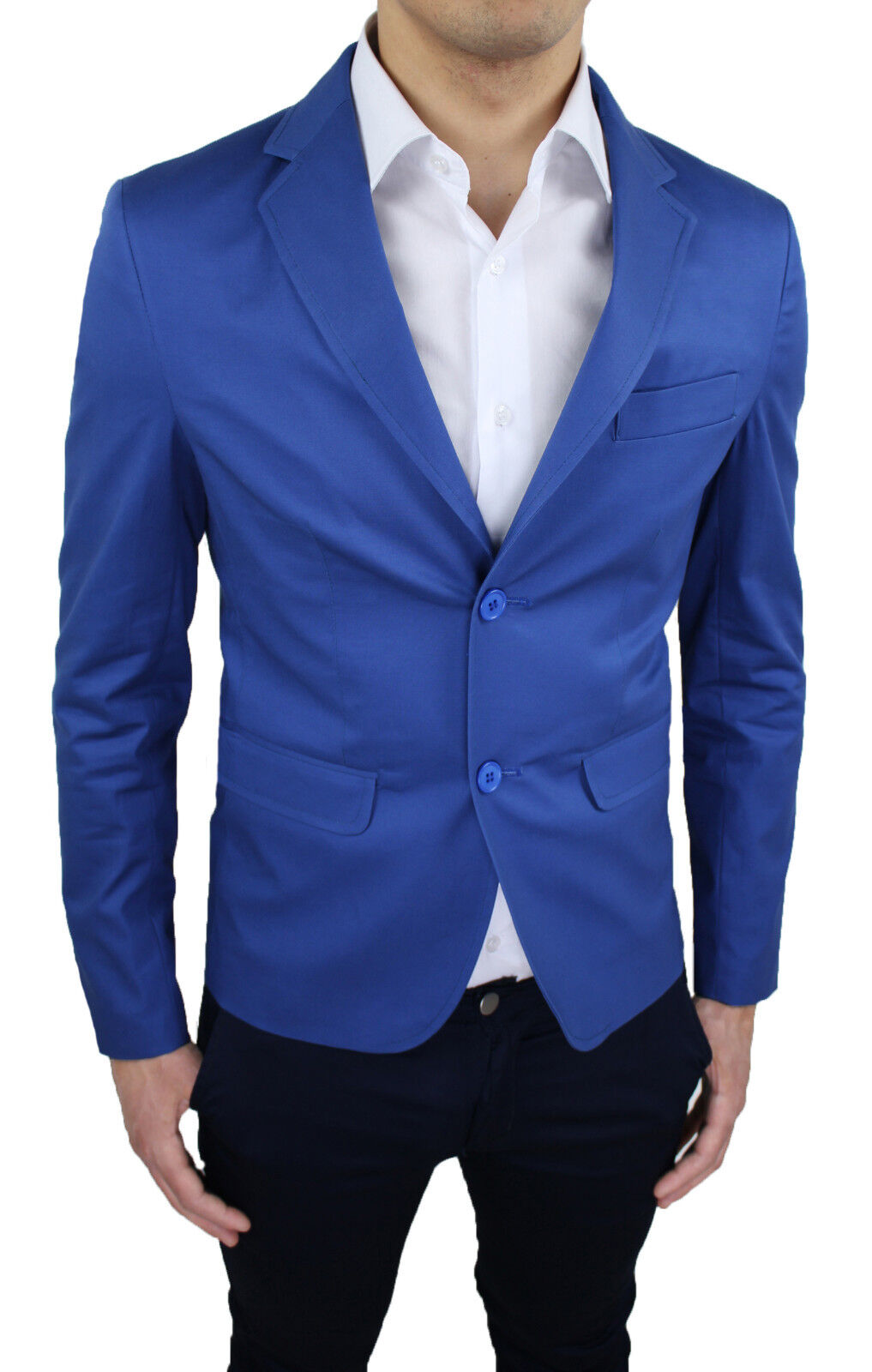 GIACCA BLAZER UOMO BLU CHIARO CASUAL ELEGANTE NUOVA IN COTONE MAN'S JACKET