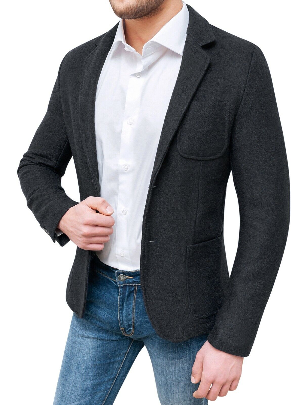 Giacca uomo Blazer casual elegante nero slim fit Jacket aderente in lana