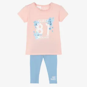 Girls Pink & Blue Leggings Set