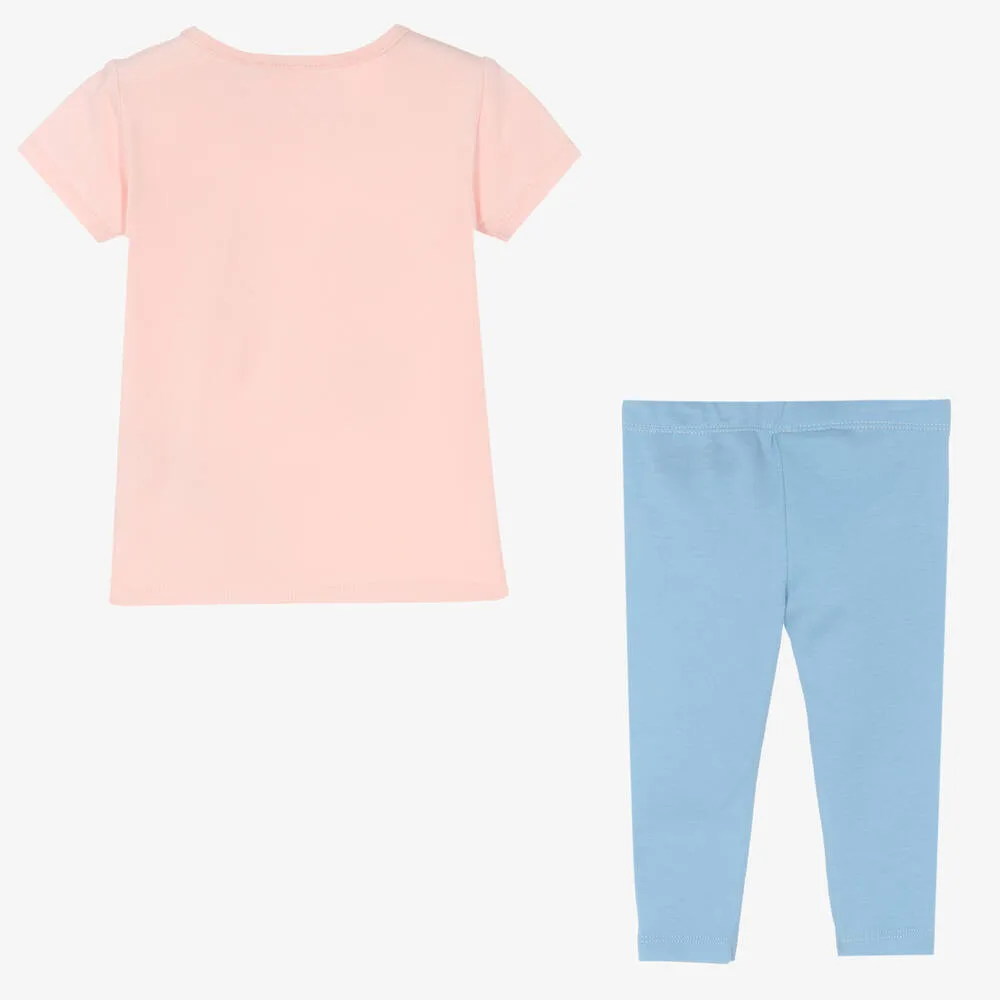 Girls Pink & Blue Leggings Set