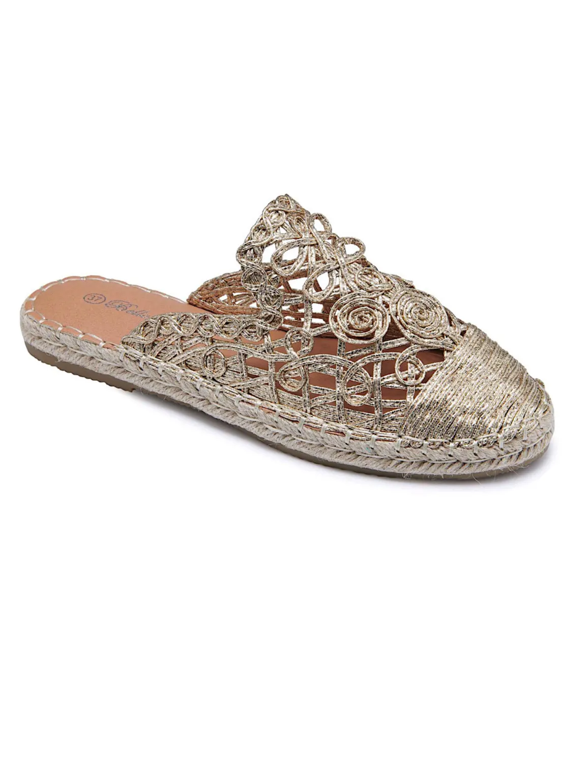 Gold Weave Slip On Espadrilles