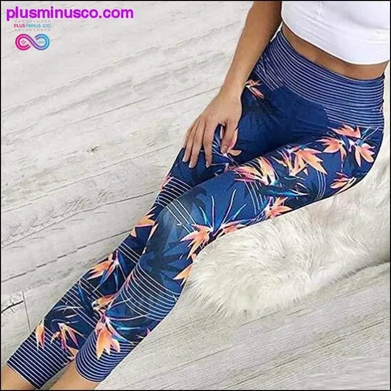 Horizontal Striped Womens Leggings Patchwork Leaf Maple