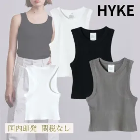 Hyke  |Rib Street Style Plain Cotton Cropped Tops Tanks & Camisoles