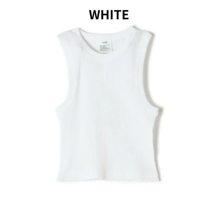 Hyke  |Rib Street Style Plain Cotton Cropped Tops Tanks & Camisoles