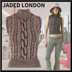 JADED LONDON  |Casual Style Sleeveless Plain High-Neck Cropped Tops