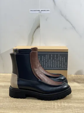 Le Bohemien chelsea boot donna pelle nero cuoio combat boot made in it