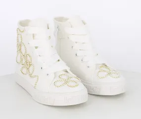 LELLI KELLY LK 4170 ZAHRA MID CANVAS BOOTS HI-TOPS WHITE