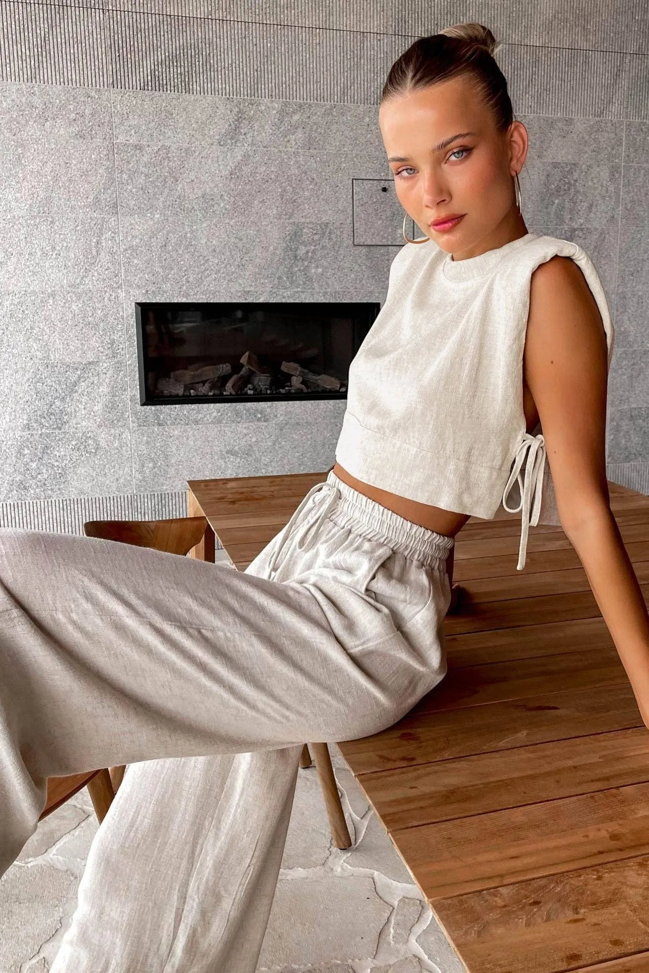 Linen Sleeveless Crop Top and Pants