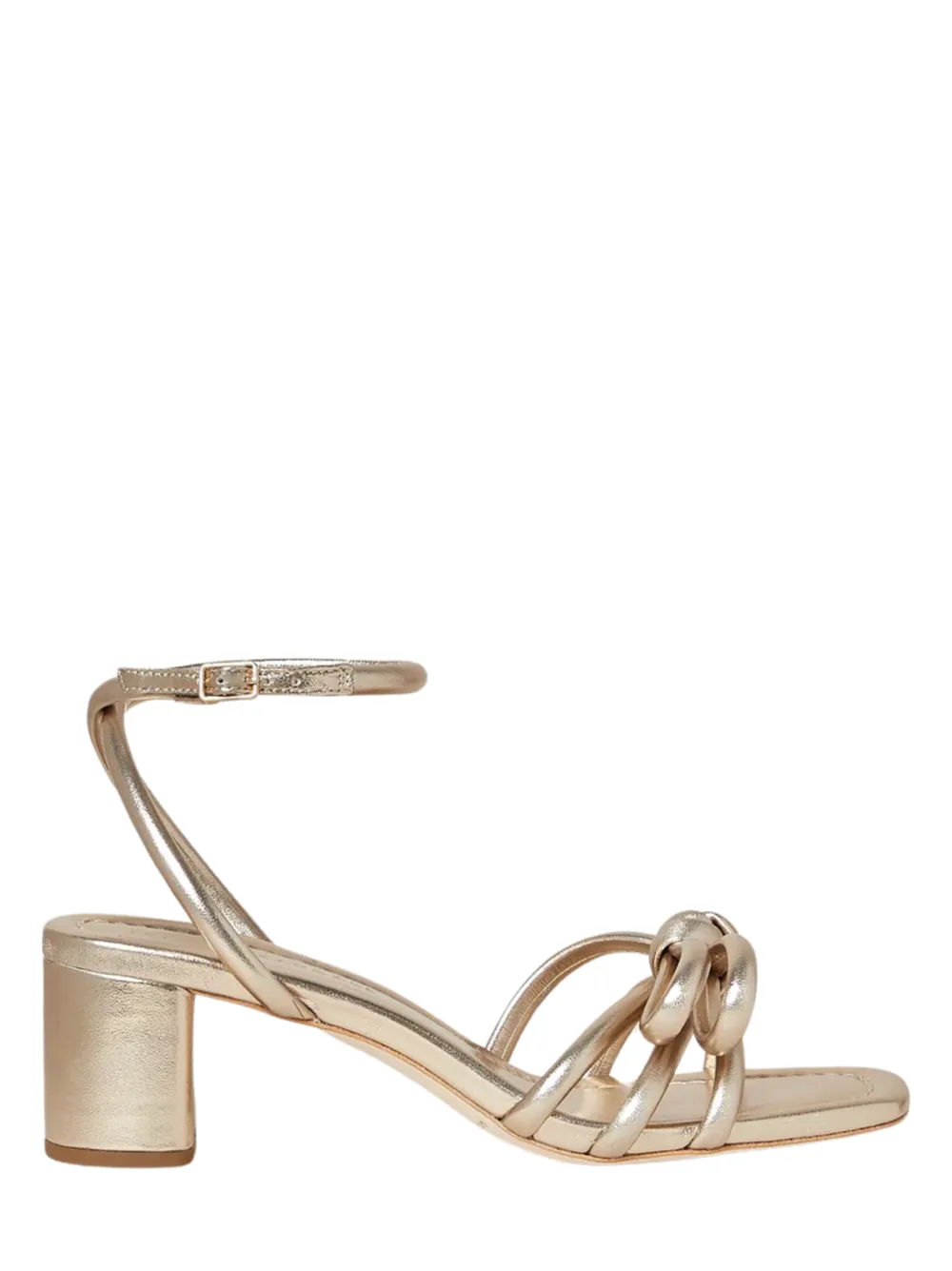 Loeffler Randall Leather Bow Mid-Heel Sandal in Champagne