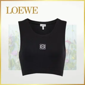 LOEWE  |Crew Neck Street Style Plain Cotton Logo Cropped Tops