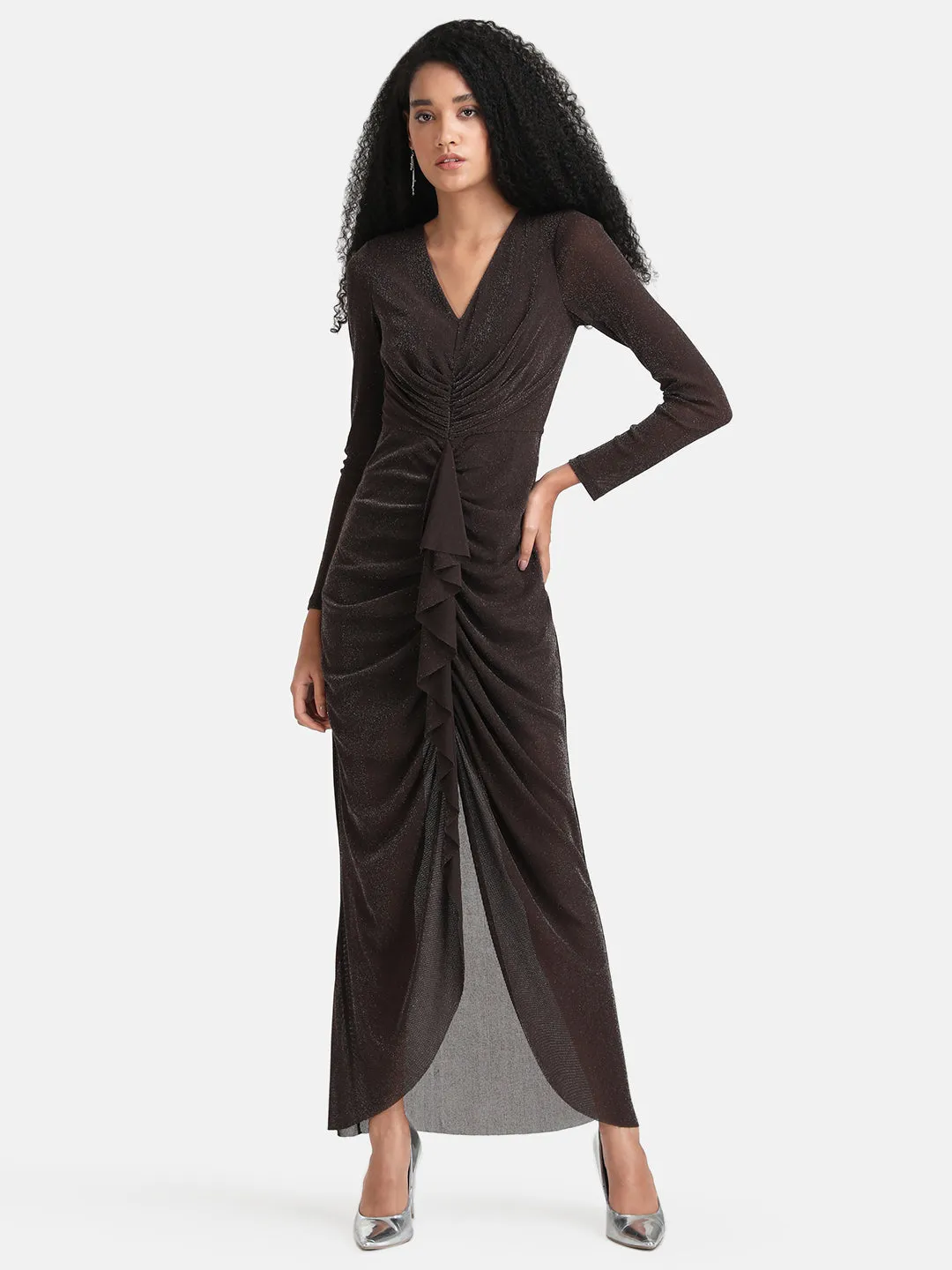 Lurex Maxi Dress With Ruching