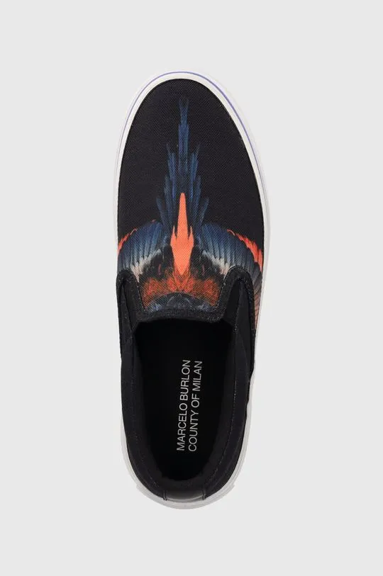 Marcelo Burlon plimsolls Icon Wings Slip-On Vulcanized men's black color CMIA079S24FAB0011026