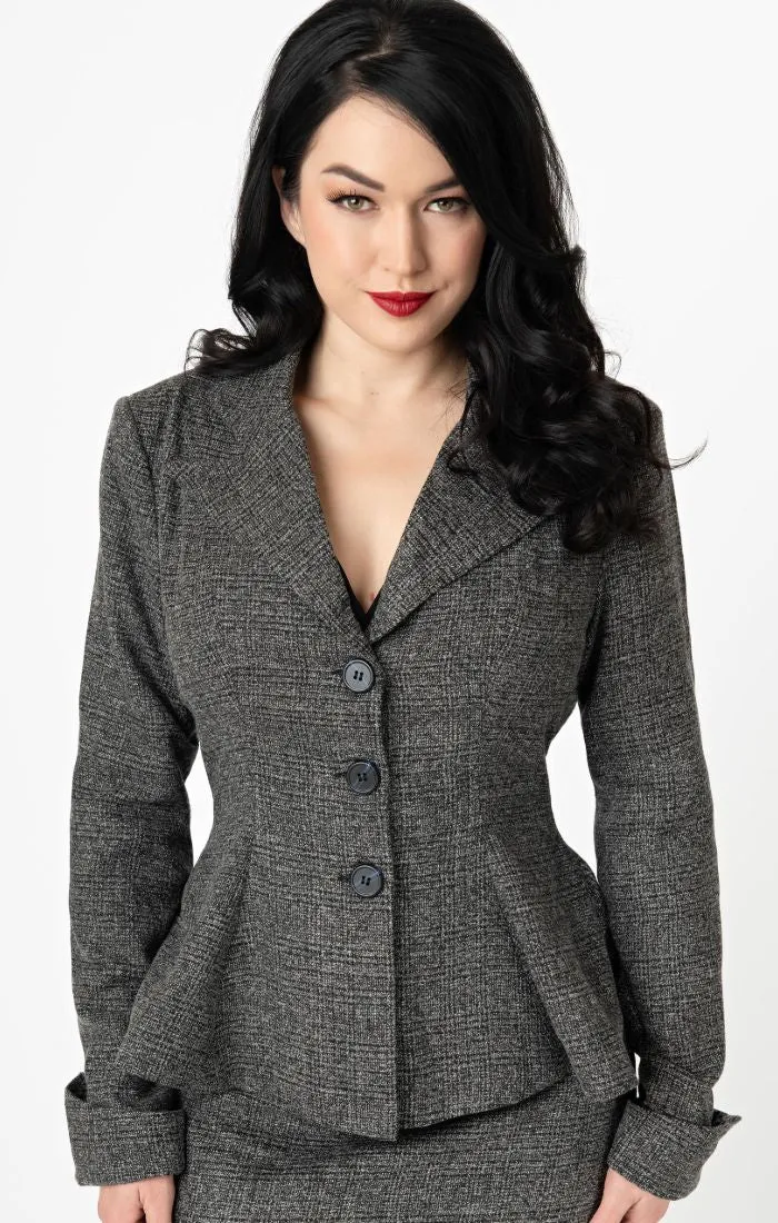 Micheline Pitt For Unique Vintage Grey Tweed Rachael Suit Jacket (S ONLY)