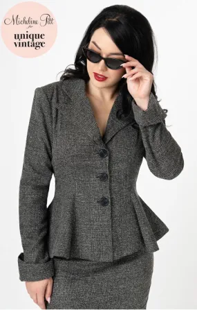 Micheline Pitt For Unique Vintage Grey Tweed Rachael Suit Jacket (S ONLY)