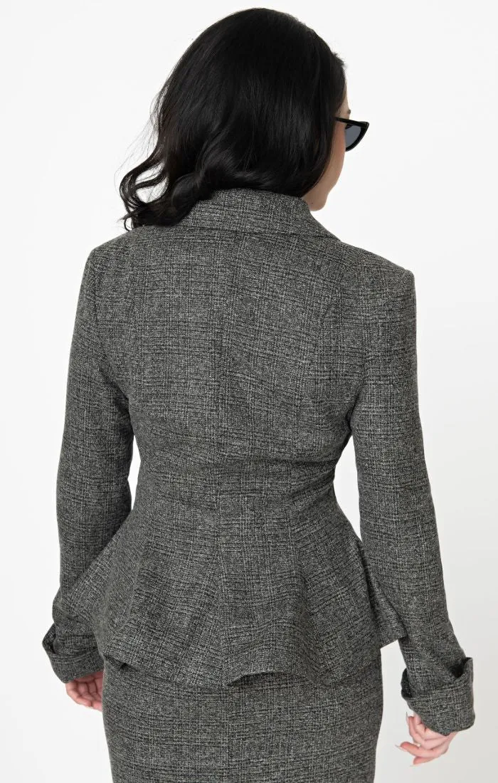 Micheline Pitt For Unique Vintage Grey Tweed Rachael Suit Jacket (S ONLY)