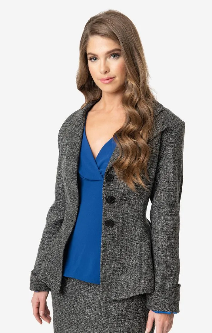 Micheline Pitt For Unique Vintage Grey Tweed Rachael Suit Jacket (S ONLY)