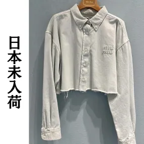 MiuMiu  |Casual Style Denim Long Sleeves Plain Cotton Front Button