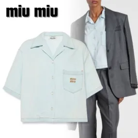 MiuMiu  |Casual Style Unisex Plain Cotton Short Sleeves Office Style