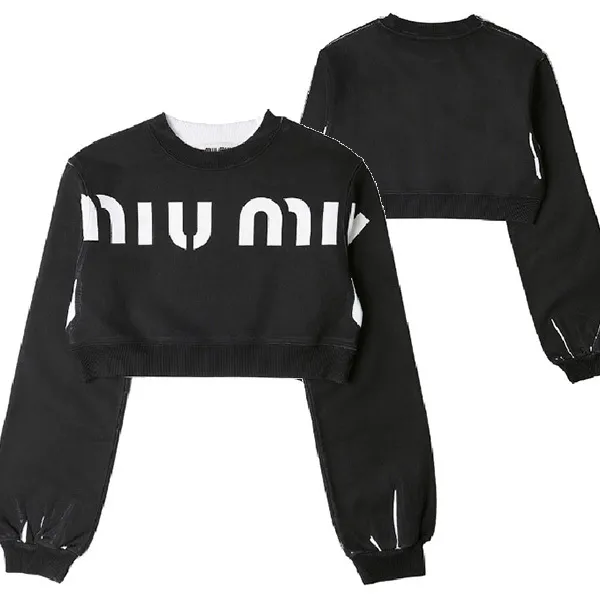 MiuMiu  |Unisex Street Style Long Sleeves Plain Cotton Cropped Tops