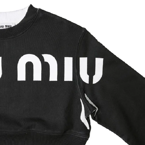 MiuMiu  |Unisex Street Style Long Sleeves Plain Cotton Cropped Tops