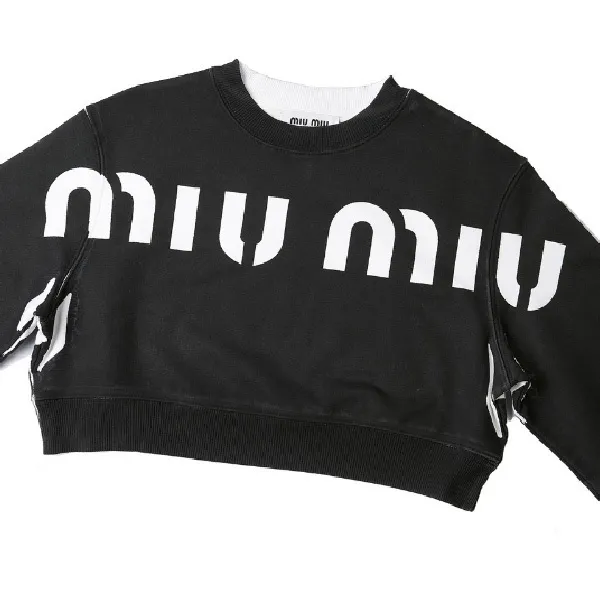 MiuMiu  |Unisex Street Style Long Sleeves Plain Cotton Cropped Tops