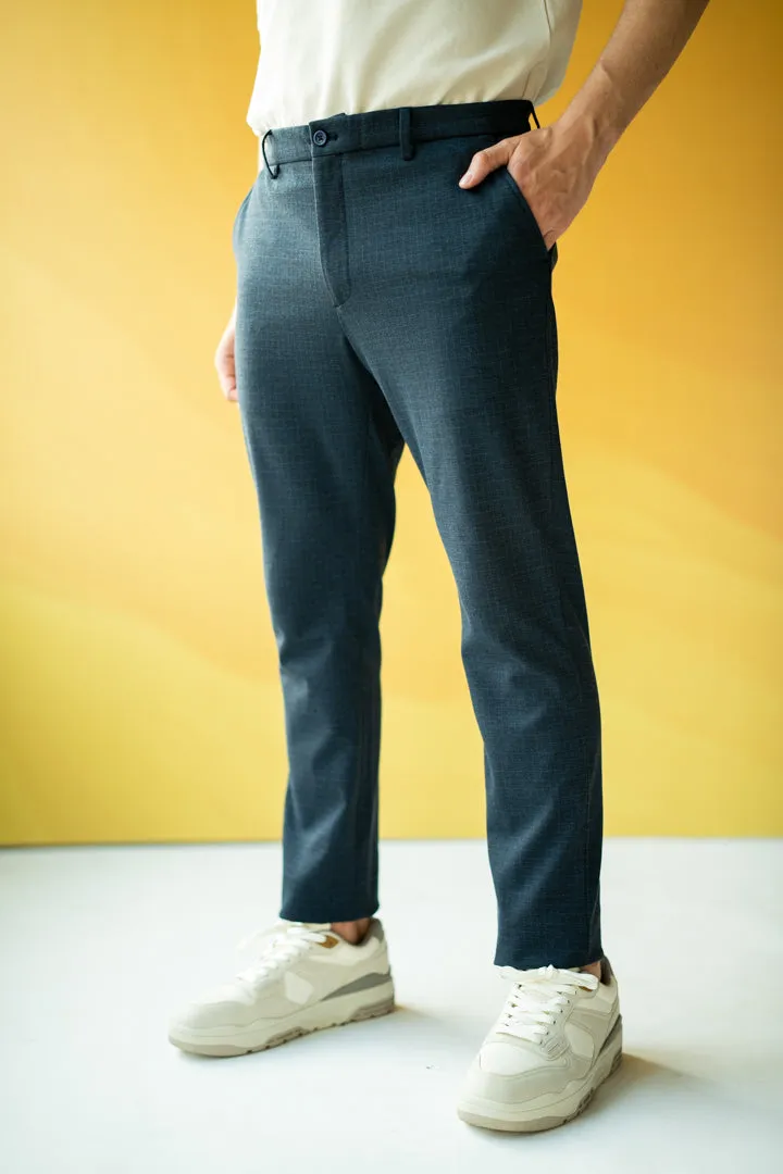 Navy Blue Checks Power-Stretch Pants