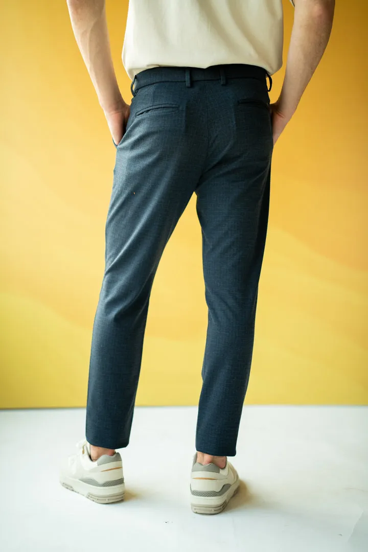 Navy Blue Checks Power-Stretch Pants