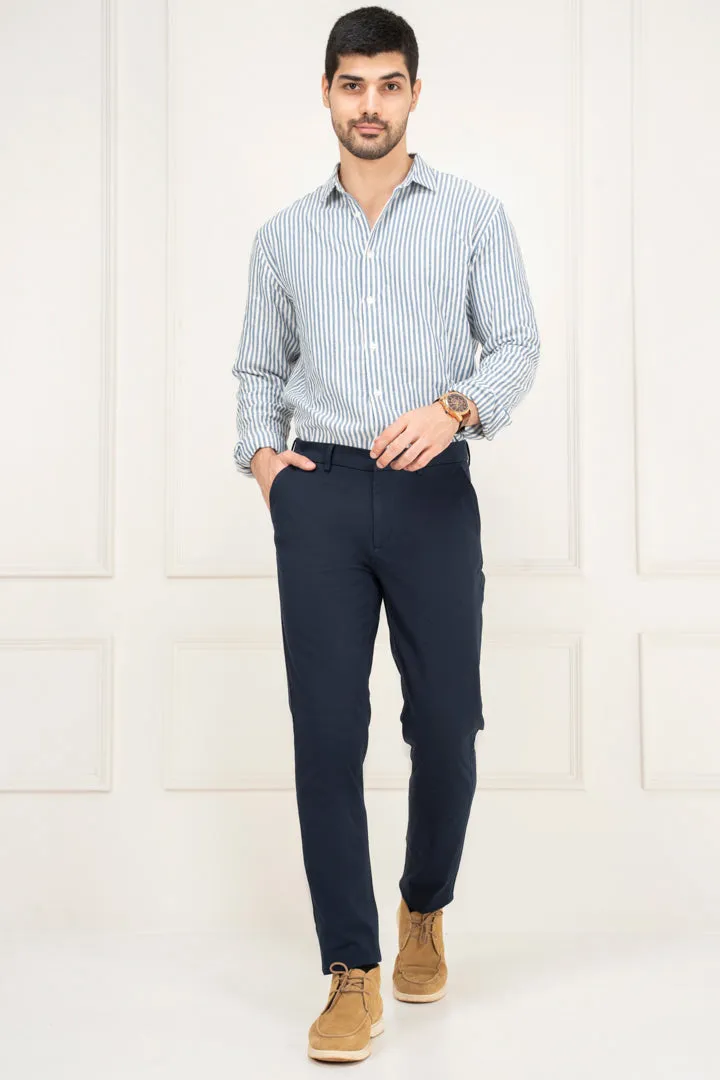 Navy Blue Slim Fit Stretch Chino Pants