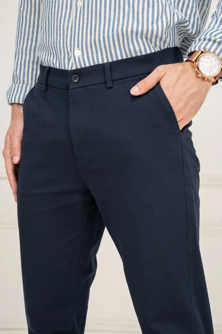 Navy Blue Slim Fit Stretch Chino Pants