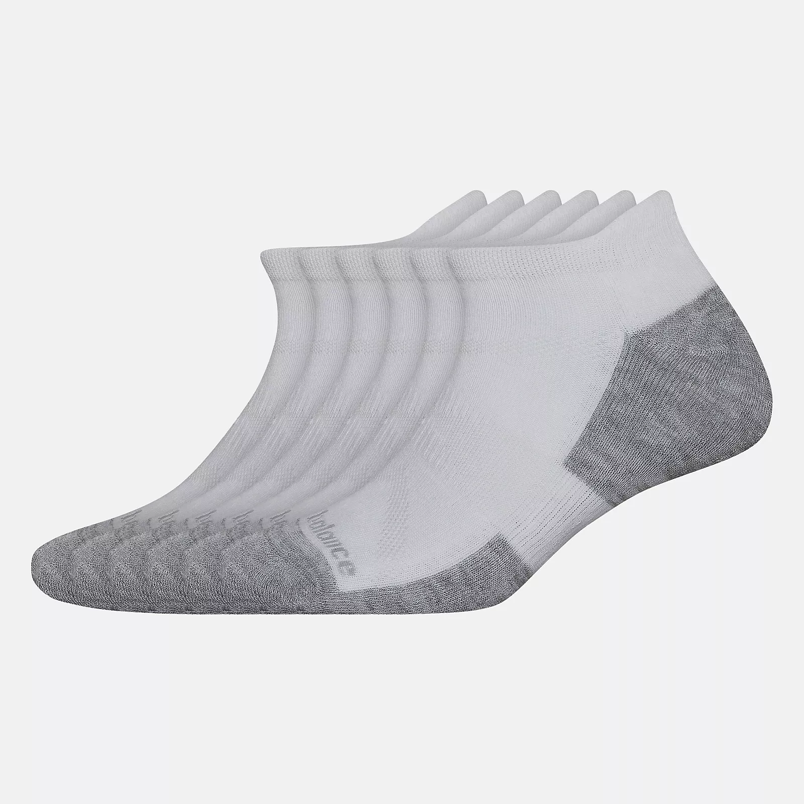 New Balance Mens 6 Pack Performance Cushion Low Cut Tab Socks- White