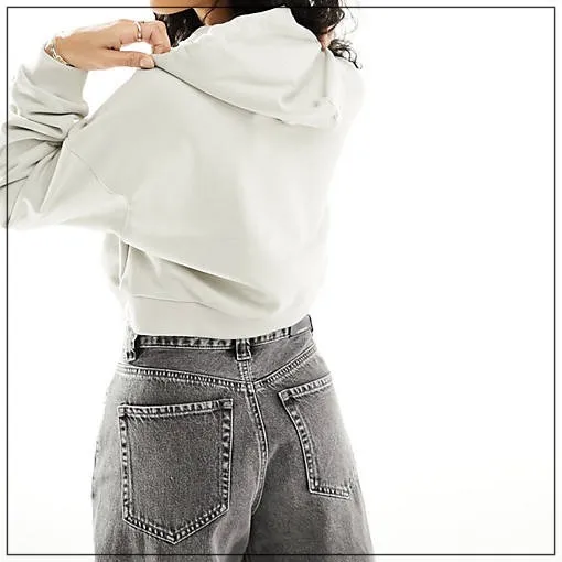 New Era  |Street Style Long Sleeves Plain Cotton Logo Cropped Tops