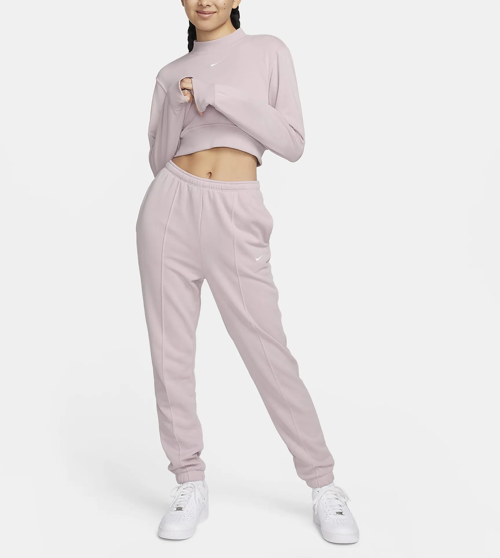 Nike  |Crew Neck Street Style Long Sleeves Cotton Cropped Tops