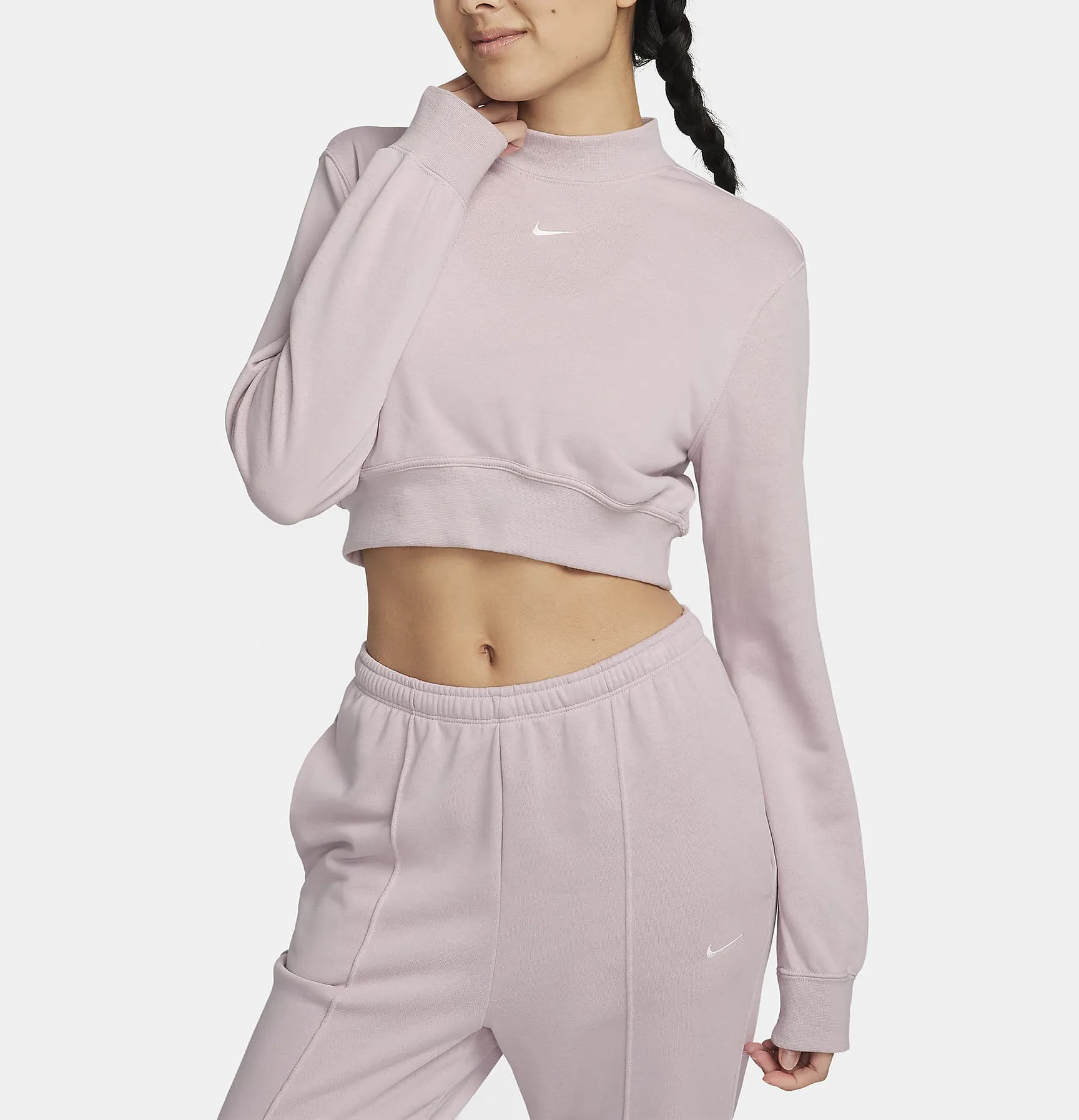 Nike  |Crew Neck Street Style Long Sleeves Cotton Cropped Tops