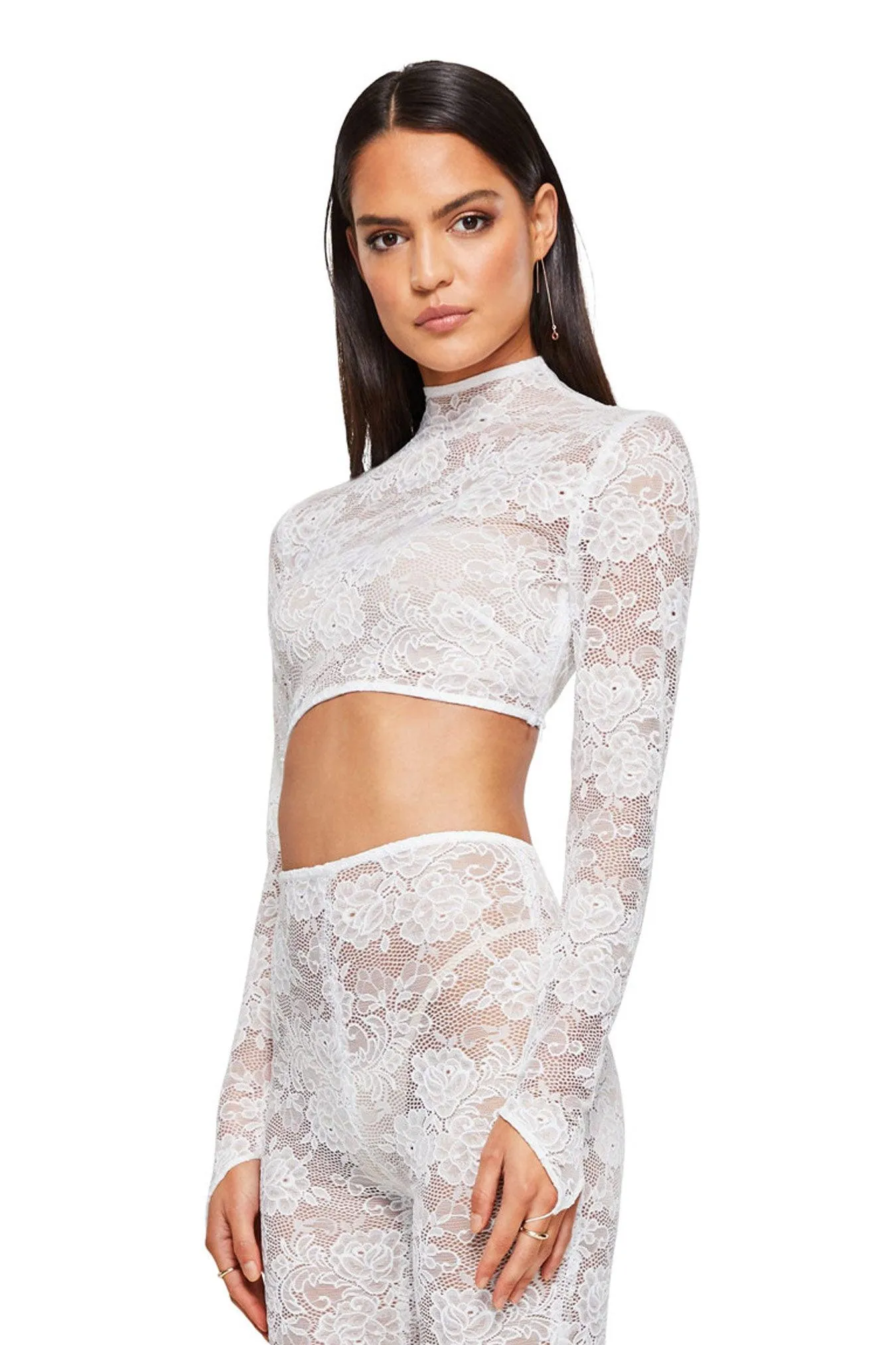 Nookie Heaven Long Sleeve Crop - White