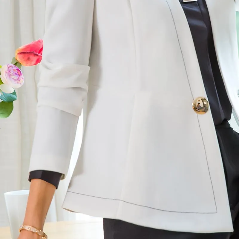 Office Lady's Formal V-Neck Jacket and Bell-bottom Trousers Pant Suit