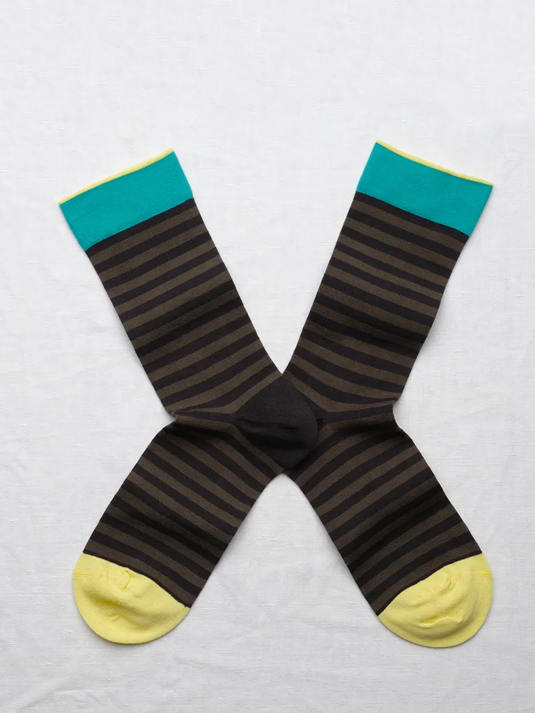 Olive and Black Striped Socks