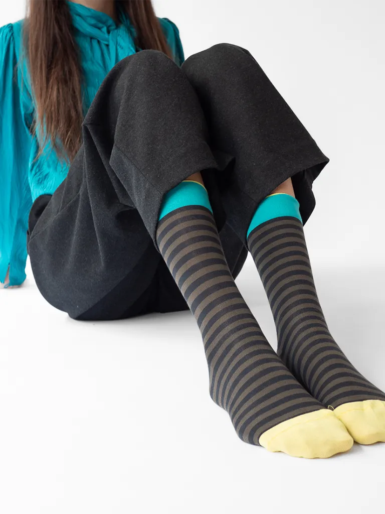 Olive and Black Striped Socks