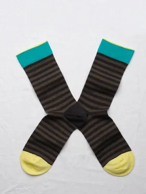 Olive and Black Striped Socks